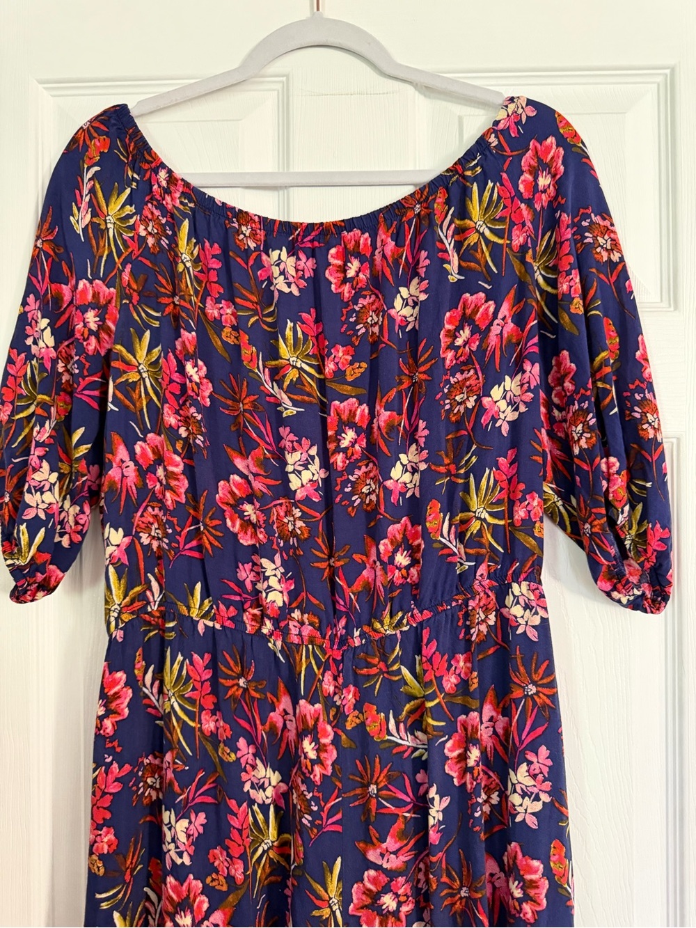 Tacera Navy Floral Jumpsuit with Pink & Green Accents - Picture 4 of 5